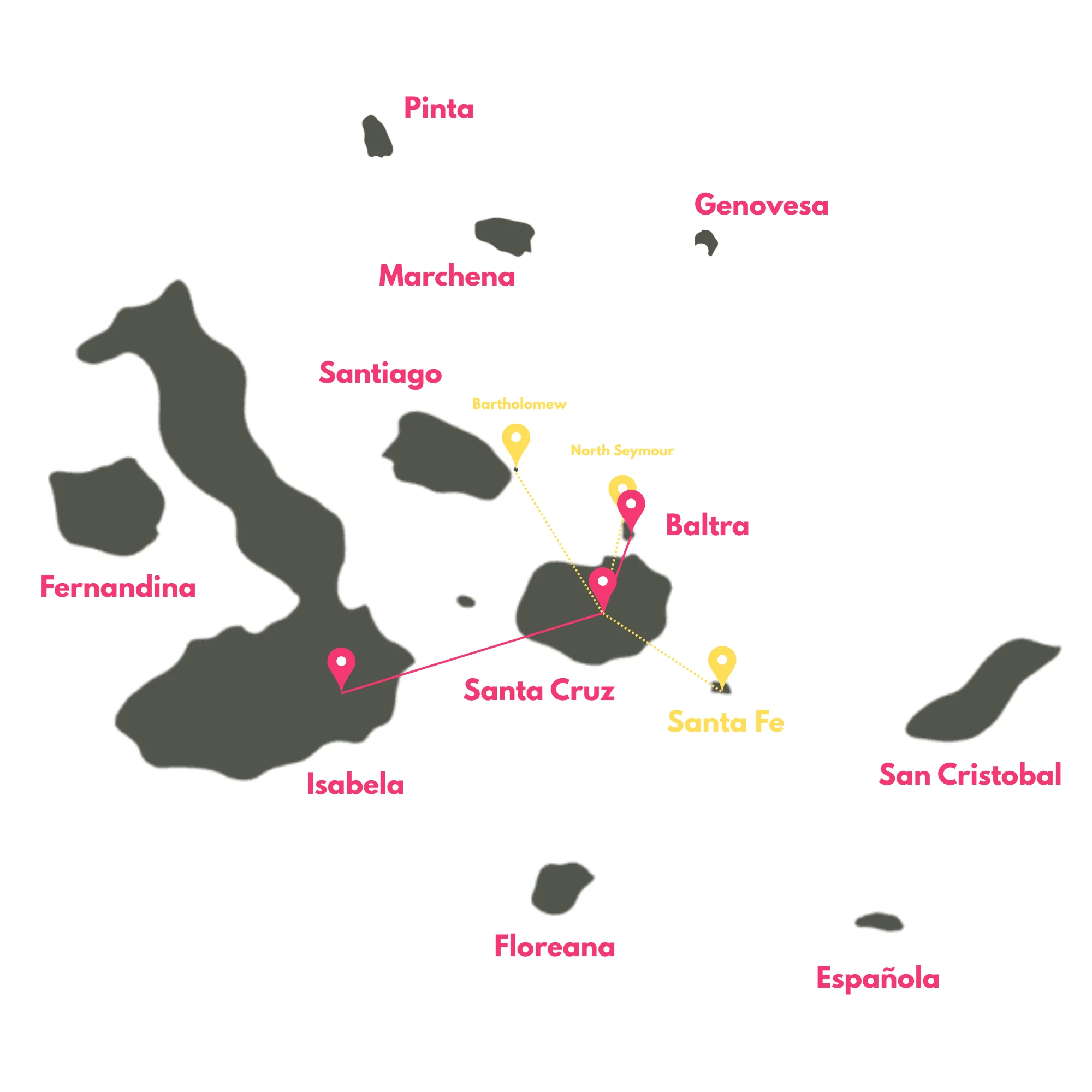 5 Day - "Galapagos Wisdom" Tour - ESSENTIAL route map